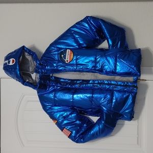Champion Metallic Blue Nasa Flag Puffer Rare